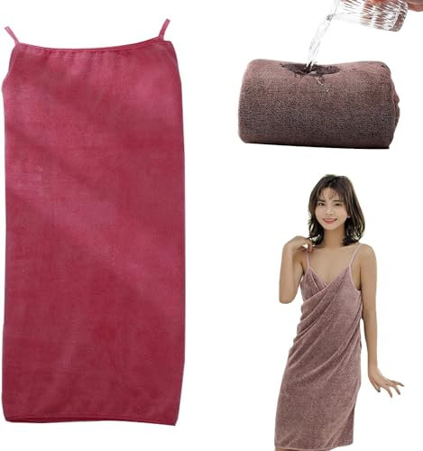 Ultra Soft Wearable Bath Towel, Absorbent Women Bath Towels Wearable Bathrobe Quick Dry Spa Shower Wrap Beach Dress Ultra Soft Bath Towel for Girls (Rot)