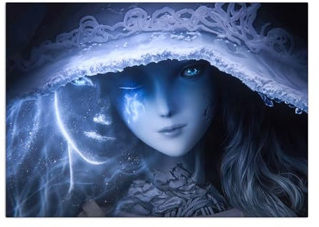 Displate Elden Ring Metal Poster Magnetische Befestigung Offiziell Lizenziert Bilder Lands Between - Lunar Princess Ranni Poster 67,5x48cm