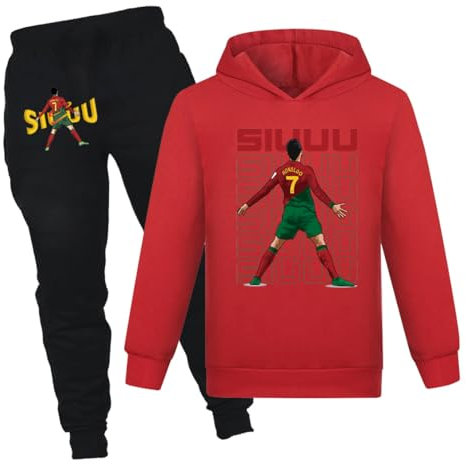 NO 7 - Tuta da calcio per allenamento, casual, 2 pezzi, 3-13 anni, Rosso, 7-8 Years