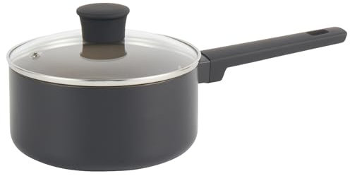 Salter BW12878EU7 Casserole En Céramique De 18cm – Antiadhésif Corps En Aluminium Recyclé, Couvercle En Verre Trempé Avec évent à Vapeur, Sans PFOA Et PFAS, Convient à L'induction, Poignée Soft Touch