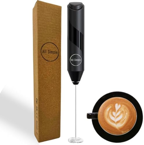 All Simple Milk Frother Handheld, Battery Powered Drink Mixer for Matcha Coffee, Electric Portable Whisk Drink Mixer Mini Foam Maker for Hot Chocolate Frappe Latte
