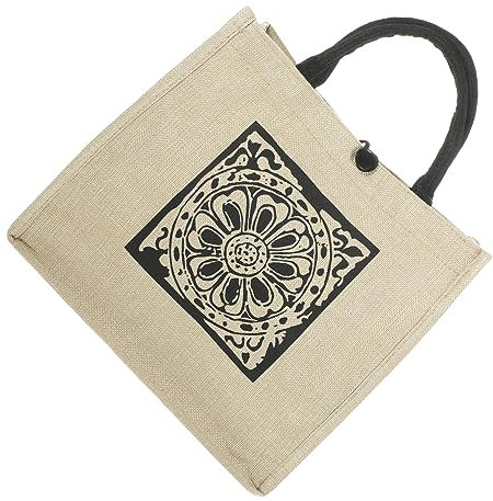 Cabilock kleine Sackleinen Flachs Geschenktüte Schultertasche Handtaschen Canvas-Einkaufstasche Leinentasche mit Griffen Einkaufstasche aus Flachs mit Henkeln Tragetasche Kleidersack