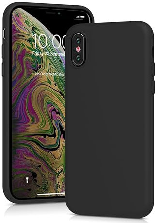 Liquid Silicone Case for iPhone XS, Slim Liquid Silicone Soft Gel Rubber Case Cover for iPhone xs 5.8 inch (Black)