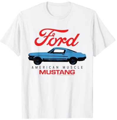 Ford – Blue Mustang American Muscle Car mit rotem Logo T-Shirt