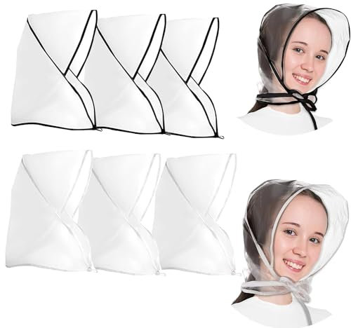 ZEACCT 6er-Pack Transparenter Wasserdichter Faltbarer Damen Regenhut, Unisex, Transparent, Geeignet für Wandern, Outdoor-Sport