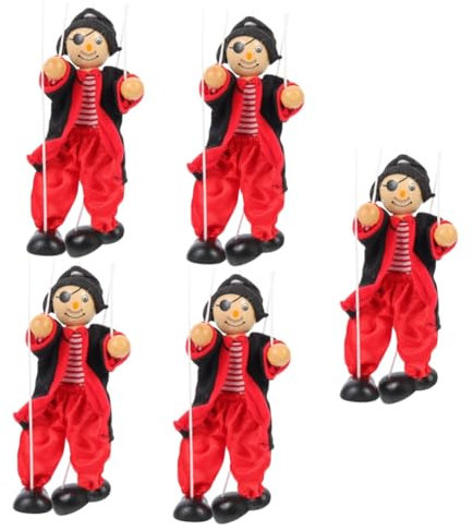 Abaodam 5st Marionette Puppen Für Kinder Juguetes Adultos Erwachsenenpuppe Für Jungs Kinderspielzeug Spielzeug Für Kinder Clown-Puppen Bauchredner Pirat Holz