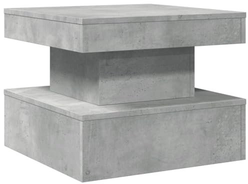 vidaXL Table Basse avec Lumières LED, Bout de Canapé, Table d'Appoint, Meuble de Salon Salle de Séjour Intérieur, Moderne, Gris Béton