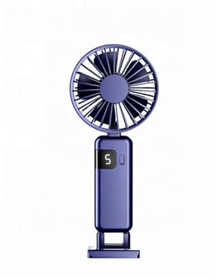 NuanYi Handheld small fan, foldable screen display, USB charging, large capacity fan, can stand on the desktop hook, portable