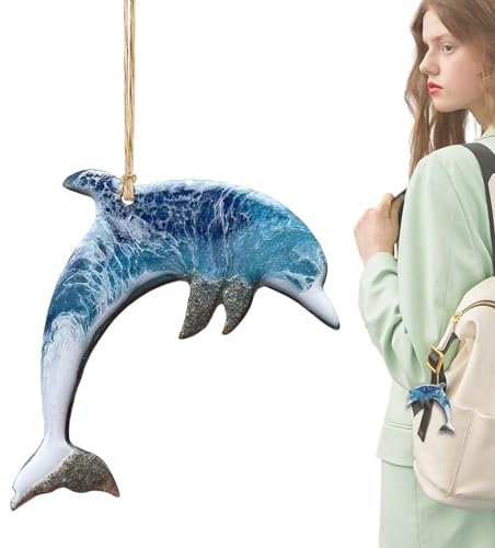 Zubehors Sommer-Baumschmuck, Meerestier-Ornamente aus Kunstharz - Blaue Meerestier-Ausschnitte aus Kunstharz - Rucksack-Anhänger, Sommerdekoration für Zuhause, Auto-Innendekoration, Wandbaumschmuck