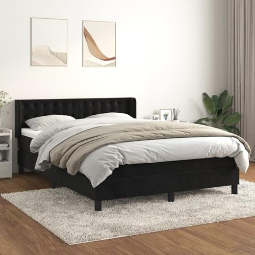 qohoio Boxspringbett mit Matratze Schwarz 140x200 cm Bett Mit Matratze Betten Boxspringbett Mit Matratze Samt - 3131203