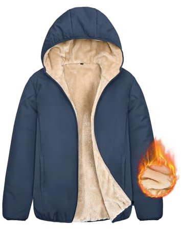 Yuson Girl Felpa Donna con Zip e Cappuccio Intera in Pile Foderata in Sherpa Manica Lunga Cappotto Felpa Caldo Giacca Outwear Donna Cerniera Hoodie Felpe Autunno Invernali Cardigan(Blu Navy, M)