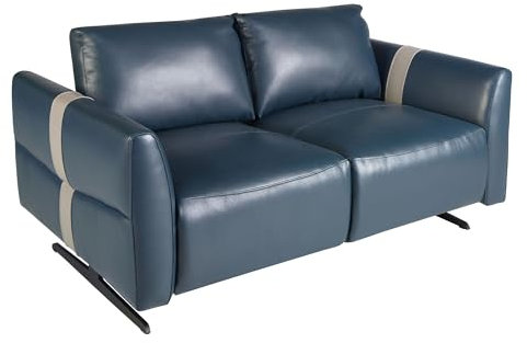 Ángel Cerdá - Relax Sofa 2-Sitzer aus blauem Leder - Wohnzimmer Sofa - Elektrisches Relaxsystem - Elegant und Bequem - Haltbarkeit und Widerstandsfähigkeit - 173 x 110 x 92 cm