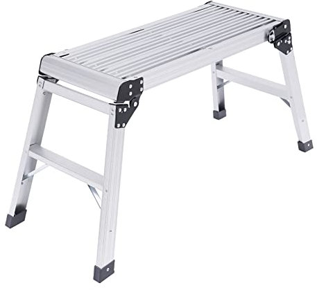 Plataforma de Trabajo y Escalera de Andamios de Aluminio - Banco de Trabajo Plegable Hasta 150 cm - Para Casa, Oficina, Taller, Garaje - 76 x 30 cm