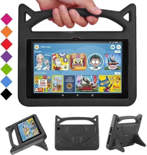 8 inch Tablet case for Kids(12th/10th Generation, 2024/2022/2020 Release) - Riaour Lightweight Shockproof Case with Handle Stand for 8inch Kids Tablet.(Incompatible with iPad Samsung).Black