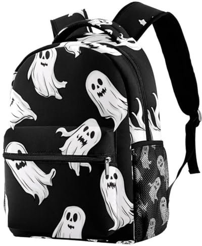 Travel Lightweight Rucksack, Ghost Seamless Pattern Casual Teenage Laptop Schoolbag Medium Size