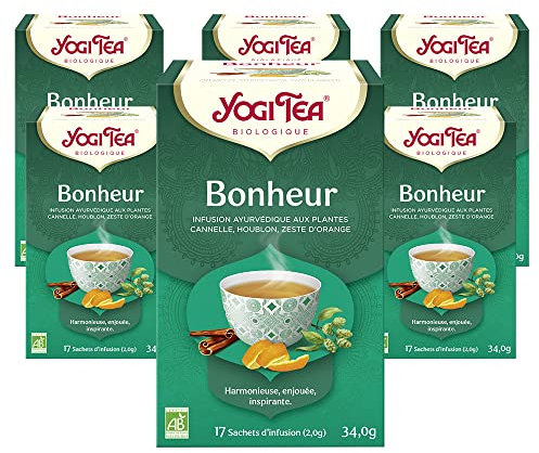 Yogi Tea - Glückstee, Ayurvedischer Bio Gewürz- und Kräutertee, Teebeutel, Mischung aus Zimt, Hopfen und Orangenschale, Yogi Tee 3er Pack, 3x17 Beutel (51 Teebeutel insgesamt), Ideal als Geschenk