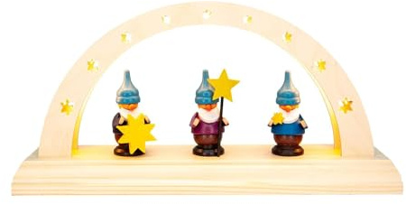 Rudolphs Schatzkiste Schwibbogen klein Sternenzwerge mit LED-Beleuchtung BxHxT 24x12x6cm NEU Schwibbogen Leuchterbogen Gnom Wichtel