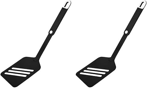 FACKELMANN 24037 Pfannenwender 30,0 cm, Schlitzwender mit praktischem Griff, Wender mit Funktionsteil aus Kunststoff für beschichtete Töpfe und Pfannen(Farbe: Schwarz/Weiß), Menge: 1 Stück