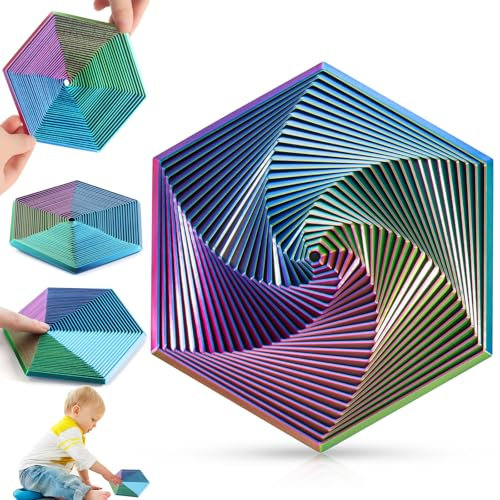 3D Cube Sensory Fidget Toy, Jouets de Fractal Fidget Hexagon, Impression 3D Hexagon Fidget Toy, Jouet Hexagonal Fidget pour Enfants et Adultes, Jouets Hexagonaux 3D Rotatifs Anti-Stress