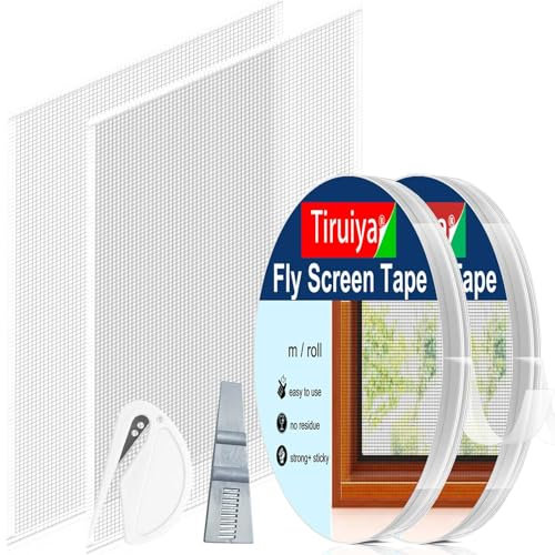 Tiruiya Zanzariera per Finestre, Zanzariera Fissa con Nastro Adesivo Forte, Rete ad alta Densità Finestra Insetto Zanzariere, Installazione Semplice