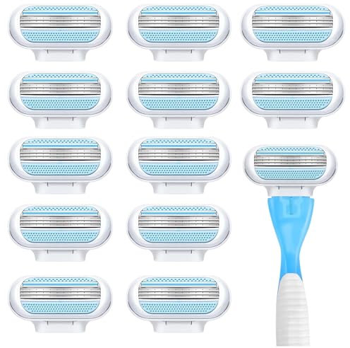 12 Stück Rasierklingen Damen Universelle Ersatzklingen Body Rasierklingen 3-Lagige Ersatzklingen,Geeignet für Beine,Achseln und Intimbereich Von Frauen (Blau)