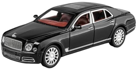 YCNXEB Miniatur Modelle 1:24 Für Bentley Mulsanne Sound Und Licht Metall Auto Modell Fans Sammlung Souvenir Originalgetreue Nachbildung(Black)