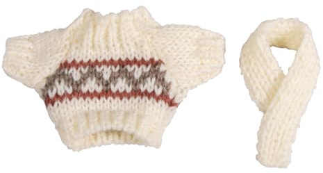Rayher Strickpullover Lasse + Schal, 5,5 x 8,5 cm, Mini-Pullover, Kleidung Wichtel, Kleidung Puppen, Wichtel Zubehör, Puppen Zubehör, 46815000