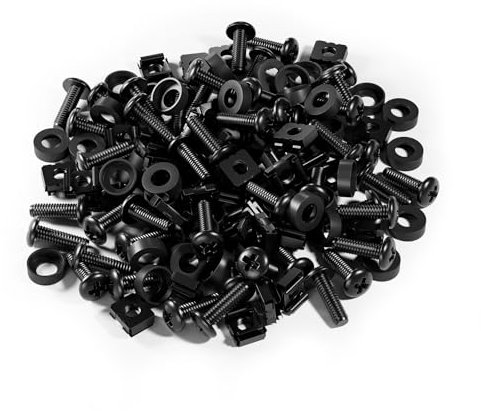 FGB Lot de 50 vis M6 - M6 x 20 mm - Pour panneau de brassage - Boîtier de serveur - Kit de montage en acier pour armoires réseau - Noir