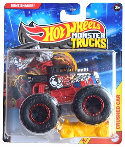 Hot Wheels Monster Trucks Bone Shaker, Monster Trucks Live 7/8 Crushed Car escala 1:64 fundido a presión