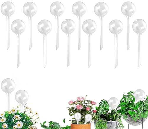 MITUMORMOR 12 Stück Kleine Pflanzen Gießkugeln, 13x5cm Bewässerungskugel für Pflanzen, Automatische Bewässerungskugeln Topfpflanzen Pflanzenbewässerungskugeln PVC Bewässerung für Zimmer/Außenpflanzen