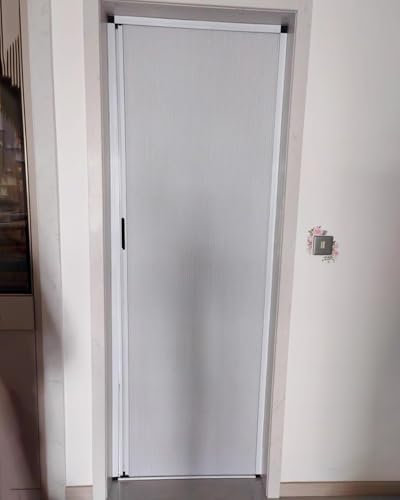 Puerta plegable de acordeón blanco – 100 x 200 cm – Divisor de habitación que ahorra espacio con cerradura sin drenaje para pasillo y entrada, elegante solución de puerta corredera.
