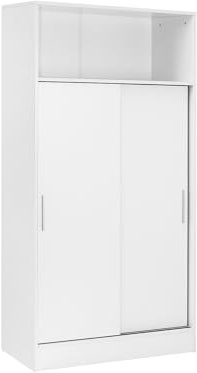 Vep Home - Armario con 2 Puertas Correderas - 157x81x38 cm - Blanco y Melamina - Diseño Moderno y Compacto - Ideal para el Hogar y Optimizar Espacios
