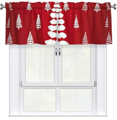 Jkkghll Tenda elegante con stampa albero di Natale, 137,2 x 45,7 cm, elegante trattamento per finestra, per cucina e bagno