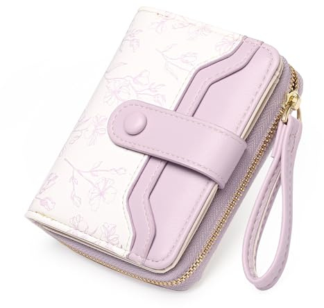 GAEKEAO Small Purses for Women Leather RFID Blocking Bifold Zipper Pocket Credit Card Holder Womens Wallets with ID Window