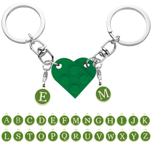 Porte-clés Personnalisé en Cœur et Brique Assortie pour Couple et Ami