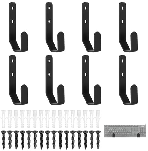 8 Stück Tastatur Halterung Wand, Tastatur Wandhalterung für Tastaturhalterung, Universal Metall Wandregal für Wired Kabellose Gaming Mechanisch Tastaturen, für Artikel mit einer Dicke < 2,5cm