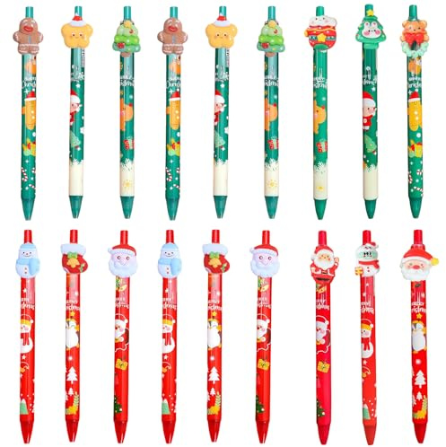 YOKJGHDO 18 Stück Weihnachtsstifte Set Kugelschreiber Weihnachten Lustige Weihnachtsstift Schreibwaren Kleine Weihnachtsgeschenke für Kinder Erwachsene Schule Büro Geschenkidee