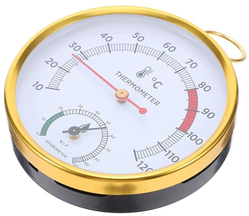 Angoily Sauna Hygrometer Thermometer aus Aluminium und Kunststoff mit Einfacher Installation und Minimaler Wartung für Dampf und Wohnsaunen zur Präzisen Temperatur