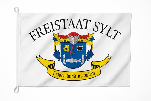 Drapeau de l'État libre Sylt en blanc - élégant. Clair. Nordique libre. Tissu de drapeau de bateau ultra-/ 90 x 60 cm