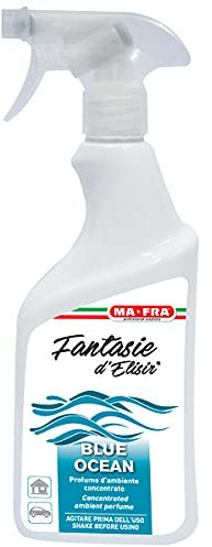 Mafra, Fantasie D'elisir Blue Ocean, Konzentriertes Auto- und Raumparfüm, neutralisiert Gerüche, alkoholfrei, hält 3 Tage, auf Basis ätherischer Öle, Noten von Bergamotte und Grapefruit, 500ml