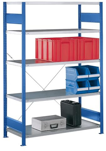 eurokraft | Steckregal | einreihig | Fachboden-BxT 1000 x 400 mm | blau | Höhe 2000 mm | Grundregal