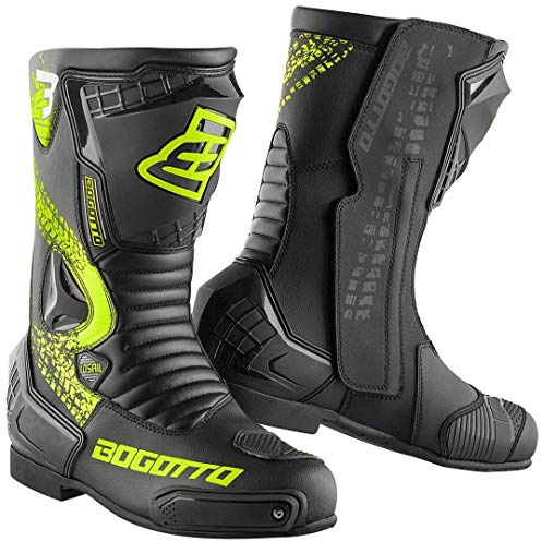 Bogotto Losail Evo Motorradstiefel, schwarz/neon-gelb, 48