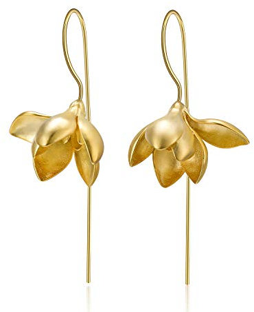 ✦ Geschenke für Frauen ✦Springlight Ohrringe Elegant Magnolie Blume Ohrringe Silber 925 Hängend Handmade Schmuck Damen Geschenke für Mama, Geburtstagsgeschenk für Frauen.(Gold)