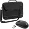 PEDEA Laptoptasche Fair Notebook-Tasche bis 14,1 Zoll (35,8 cm) Umhängetasche mit Schultergurt inkl. Schnurloser Maus, Schwarz
