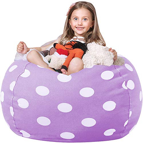 WEKAPO Stuffed Animal Storage Bean Bag Chair Cover for Kids