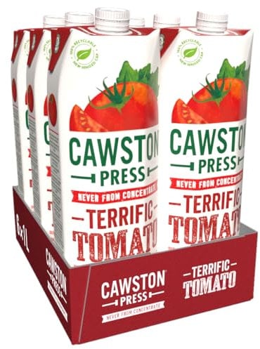 Cawston Press Tomato Pressed Juice - 1 Litre Pack of Juice Cartons All Natural – Vegan – No Added Sugar Blending Juice with Lemon Juice (Pack of 6)