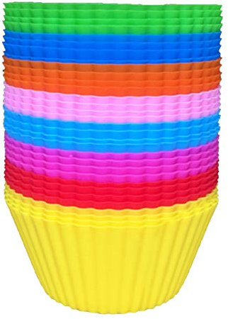 Gemini_mall Cupcake Molds, Reusable Silicone Baking Cases Baking Cups Muffin Molds Moulds Random Color 12pcs