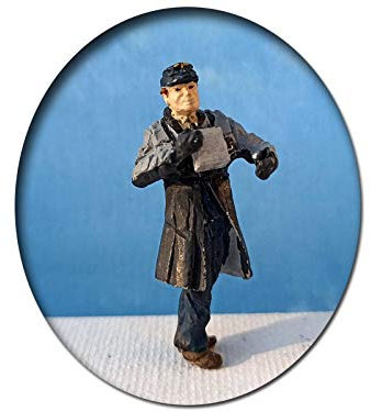 Rangierer am Waggon mit Funk, Modellbahnfigur handbemalt, Spur 0 (Null), 1:45