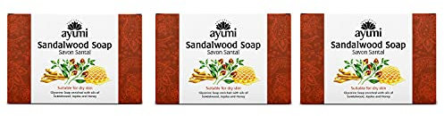 Ayumi, Sandalwood & Jojoba Soap, Suitable for Dry Skin, Gently Removes Impurities & Cleanses the Skin, 3 x 100g
