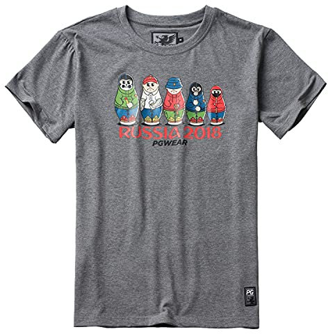 Russia 2018 Matryoshkas PG Wear Fussball Fan Szene Ultras grau T-Shirt Shirt (M, m)
